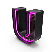 Black Vintage Pink Neon Letter U PNG & PSD Images