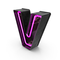 Black Vintage Pink Neon Letter V PNG & PSD Images
