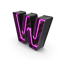 Black Vintage Pink Neon Letter W PNG & PSD Images