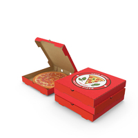 Pepperoni Pizza In Cardboard Box Mockup PNG & PSD Images