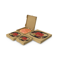 Cardboard Pizza Boxes with Pepperoni Pizza PNG & PSD Images