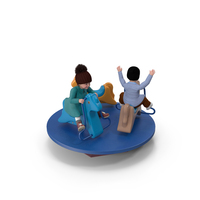 Boy and Girl Riding Carousel Fur PNG & PSD Images