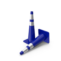36 Inch Traffic Cone With Reflector Blue PNG & PSD Images