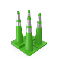 36 Inch Traffic Cone With Reflector Green PNG & PSD Images