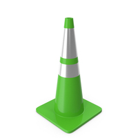 28 Inch Traffic Cone With Reflector Green PNG & PSD Images