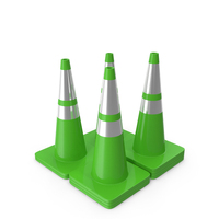 28 Inch Traffic Cone With Reflector Green PNG & PSD Images