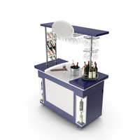Wine Serving Cart. Blue Cart PNG & PSD Images
