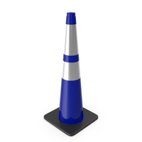 36 Inch  Traffic Cone With Reflector, Black Base Blue PNG & PSD Images