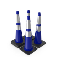36 Inch  Traffic Cone With Reflector, Black Base Blue PNG & PSD Images