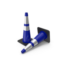 28 Inch Traffic Cone With Reflector, Black Base Blue PNG & PSD Images
