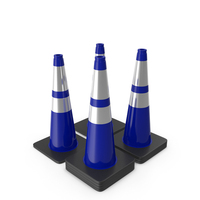 28 Inch Traffic Cone With Reflector, Black Base Blue PNG & PSD Images