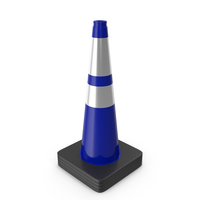 28 Inch Traffic Cone With Reflector, Black Base Blue PNG & PSD Images