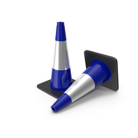 18 Inch  Traffic Cone With Reflector, Black Base Blue PNG & PSD Images