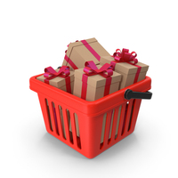 Plastic Shopping Basket With Gift Box PNG & PSD Images