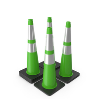 36 Inch  Traffic Cone With Reflector, Black Base Green PNG & PSD Images