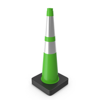 36 Inch  Traffic Cone With Reflector, Black Base Green PNG & PSD Images