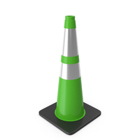 28 Inch Traffic Cone With Reflector, Black Base Green PNG & PSD Images