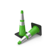 28 Inch Traffic Cone With Reflector, Black Base Green PNG & PSD Images