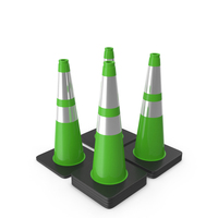 28 Inch Traffic Cone With Reflector, Black Base Green PNG & PSD Images