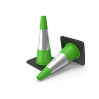 18 Inch  Traffic Cone With Reflector, Black Base Green PNG & PSD Images