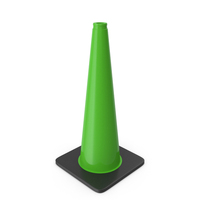 28 Inch Traffic Cone, Black Base Green PNG & PSD Images