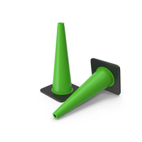 28 Inch Traffic Cone, Black Base Green PNG & PSD Images