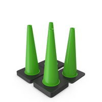 28 Inch Traffic Cone, Black Base Green PNG & PSD Images