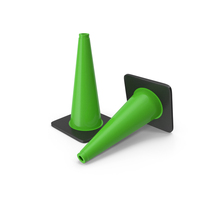 18 Inch Traffic Cone, Black Base Green PNG & PSD Images