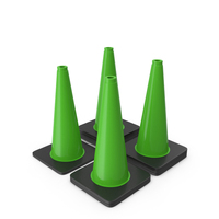 18 Inch Traffic Cone, Black Base Green PNG & PSD Images