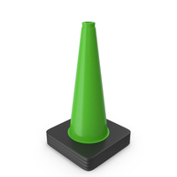 18 Inch Traffic Cone, Black Base Green PNG & PSD Images