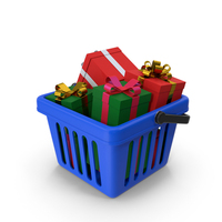Plastic Shopping Basket With Gift Box PNG & PSD Images