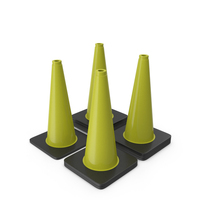 18 Inch Traffic Cone, Black Base Yellow PNG & PSD Images