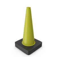 18 Inch Traffic Cone, Black Base Yellow PNG & PSD Images