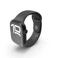 Apple Watch Series 10 Black with Rubber Strap and Display On PNG & PSD Images