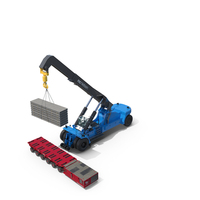 Reach Stacker NC Nielsen Loading Concrete Slabs on a Trailer PNG & PSD Images