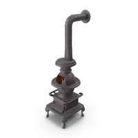 Retro Potbelly Stove Old with Fire PNG & PSD Images
