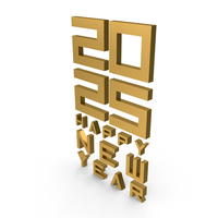 2025 Happy New Year Gold PNG & PSD Images