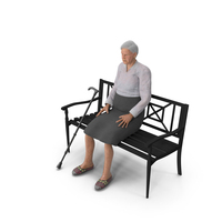 Elderly Woman Sitting On A Bench PNG & PSD Images