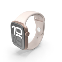 Apple Watch Series 10 Rose Gold With Rubber Strap And Display On PNG & PSD Images