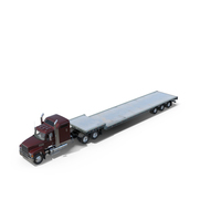 Freight Truck With Flatbed Semi Trailer PNG & PSD Images