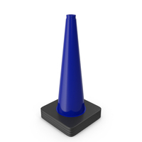 28 Inch Traffic Cone, Black Base Blue PNG & PSD Images