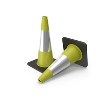 18 Inch  Traffic Cone With Reflector, Black Base Yellow PNG & PSD Images