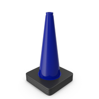 18 Inch Traffic Cone, Black Base Blue PNG & PSD Images