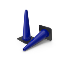 28 Inch Traffic Cone, Black Base Blue PNG & PSD Images