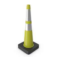 36 Inch  Traffic Cone With Reflector, Black Base Yellow PNG & PSD Images