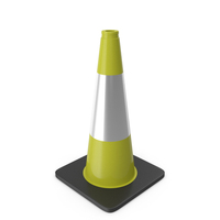 18 Inch  Traffic Cone With Reflector, Black Base Yellow PNG & PSD Images