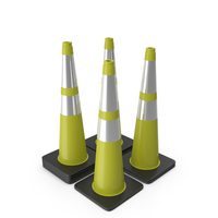 36 Inch Traffic Cone With Reflector, Black Base 3 yellow PNG & PSD Images