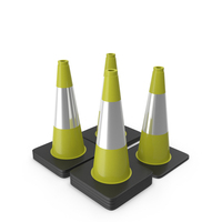 18 Inch Traffic Cone With Reflector, Black 3 yellow PNG & PSD Images