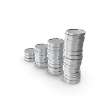 Silver Coin Graph 4 Stacks PNG & PSD Images