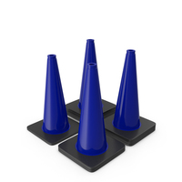 18 Inch Traffic Cone, Black Base3 blue PNG & PSD Images